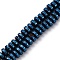 Electroplated Natural Lava Rock Beads Strands, Disc, Blue Plated, 6~6.5x3~3.5mm, Hole: 1.2mm, about 124pcs/strand, 15.75''(40cm)