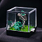 Synthetic Malachite Cluster & Miner Modeling Mineral Specimen Box, Raw Stone Micro Landscape Display Decorations, Box: 34x36mm