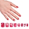 Nail Art Sets, with 24pcs Plastic Nail Tips, 24pcs Double Side Jelly Nail Glue , Cerise, 14.5~23x7~14mm, about 24pcs/set