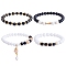 4Pcs 4 Style Natural Malaysia Jade Stretch Bracelets Set with Glass Beaded, Gemstone Jewelry for Women, Inner Diameter: 2-1/8 inch(5.5cm), 1Pc/style