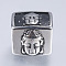 304 Stainless Steel Beads, Large Hole Beads, Cuboid with Buddha, Antique Silver, 11x12x13mm, Hole: 8.5mm