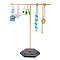 Golden Tone T Bar Iron Earring Displays Stands, with Marble Stone Base, Jewelry Display Rack, Jewelry Tree Stand for Earring, Ring, Necklace, Bracelet Storage, Black, Finished Product: 9.1x10.5x25.8cm