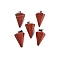 Cone/Spike/Pendulum Synthetic Red Jasper Pendants, with Platinum Plated Iron Findings, 25~27x14x14mm, Hole: 6x3mm