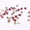 Brass Rhinestone Rivets, Caps and Studs, for Leather Craft DIY Making, Platinum, Flat Round, Rose, Stud: 6.5x6mm, Cap: 6x3mm