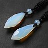 Cone Natural & Synthetic Mixed Gemstone Pendant Necklace with Nylon Rope for Women G-H286-08-3