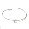 Rack Plating Brass Micro Pave Clear Cubic Zirconia Letter Open Cuff Bangles BJEW-A018-01P-V-2