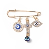 Crystal Rhinestone Evil Eye Charms Safety Pin Brooch with Resin Beaded JEWB-BR00088-2