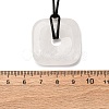 Natural Mixed Gemstone Square Pendants Black PU Leather Cord Necklaces NJEW-K285-01-6