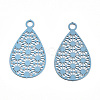 Spray Painted 430 Stainless Steel Filigree Pendants STAS-WH0047-78B-1
