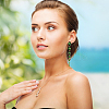 3 Pairs 3 Colors Rhinestone Graduated Beaded Oval Dangle Stud Earrings EJEW-AN0001-40-5