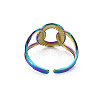 Rainbow Color 304 Stainless Steel Interlocking Ring Cuff Ring RJEW-N038-042M-2