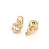 Brass Micro Pave Clear Cubic Zirconia Charms KK-D289-48A-G-2