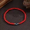Glass Evil Eye 4MM Dyed Synthetic Turquoise Beaded Stretch Bracelets for Men VE1501-9-1