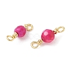 Dyed Natural Agate Faceted Round Connector Charms KK-C097-06G-01-2
