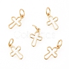 Brass Tiny Cross Charms X-KK-G258-02-NR-2