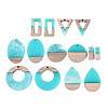 14Pcs 7 Styles Opaque Resin & Ash Wood Pendants RESI-N053-13-2