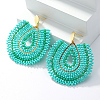 Bohemian Style Fan Glass Seed Beaded Dangle Stud Earrings for Women LS3119-3-1