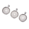 Flat Round Alloy Pendant Cabochon Settings PALLOY-A15654-AS-2