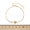 Brass Micro Pave Cubic Zirconia Birthday Flower Link Bracelets BJEW-U031-01G-07-5