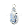 2Pcs Electroplated Natural Quartz Crystal Dyed Copper Wire Wrapped Pendants PALLOY-JF03168-02-3