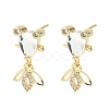 Brass Micro Pave Cubic Zirconia Fish Dangle Stud Earrings EJEW-K320-01G-22-1