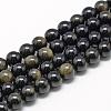 Natural Golden Sheen Obsidian Beads Strands G-R446-8mm-22-1