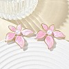 304 Stainless Steel Enamel & ABS Plastic Pearl Stud Earrings for Women SA-CBA2696-28G-01-1