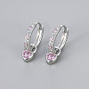 Brass Micro Pave Cubic Zirconia Hoop Dangle Earrings WG33AFF-03-1