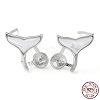 Rhodium Plated 925 Sterling Silver Stud Earring Findings STER-G036-02P-1