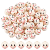 PandaHall Elite 80Pcs Printed Wood European Beads WOOD-PH0002-82-1