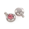 Trendy Original Color 304 Stainless Steel Grade A Rhinestone Flat Round Charm Pendants RB-M030-06K-2