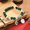 Synthetic Malachite Round Beaded Stretch Bracelet X1-BJEW-TA00251-2