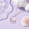 ABS Plastic Imitation Pearl with Brass Pendant Necklaces NJEW-JN04904-2