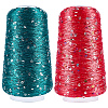 2 Rolls 2 Colors Polyester Sparkle Sequin Yarn OCOR-CY0002-52A-1