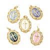 Rack Plating Brass & Shell Pendants KK-I357-05G-1