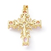 Brass Pave Cubic Zirconia with ABS Plastic Imitation Pearl Pendants KK-G467-01G-3