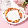 Adjustable Glass Seed Beaded Triple Layer Multi-strand Bracelet BJEW-MZ00048-04-4