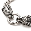 304 Stainless Steel Box Chain Bracelets with Lion Clasps BJEW-E094-05AS-3