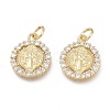 Brass Micro Pave Clear Cubic Zirconia Charms ZIRC-Q024-04G-2