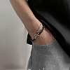 Two Tone 201 Stainless Steel Curb Chain & Cable Chain Double Layers Bracelets for Women Men FS-WGC755C-03-3