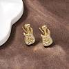 Brass Micro Pave Clear Cubic Zirconia Guitar Stud Earrings EJEW-F400-08G-3