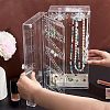 Rectangle Plastic Jewelry Organizer Storage Box with 24 Hooks OBOX-WH0001-06-3