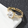 Brass & Clear Cubic Zirconia Finger Rings CU-CBA7E55-09G-2