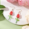 Stainless Steel Glass Flower Dangle Earrings EJEW-MZ00574-03-1