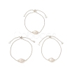 Natural Pearl Link Slider Bracelet BJEW-JB09449-01-1