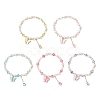 5Pcs Frosted Dyed Synthetic Moonstone & Shell Pearl Round Beads Stretch Bracelets BJEW-JB11822-2