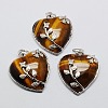 Heart Natural Tiger Eye Pendants X-GP356-7-1
