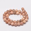 Faceted Round Natural Sunstone Beads Strands G-I176-10-10mm-2