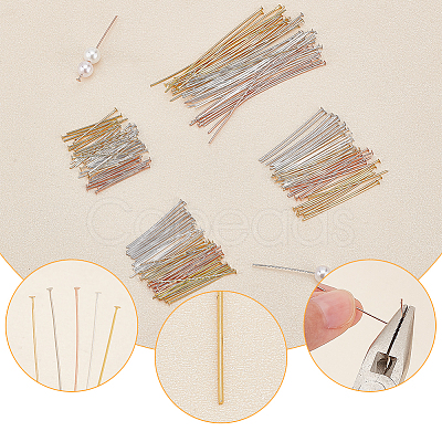 200Pcs 20 Styles Brass Flat Head Pins KK-BC0009-19-1