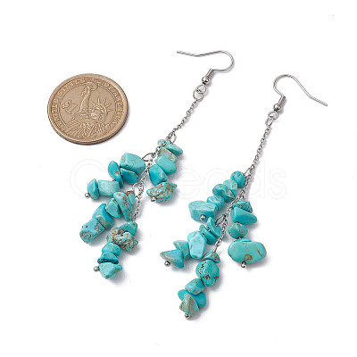 Synthetic Turquoise Chips Cluster Earrings EJEW-JE05837-1